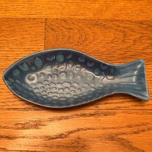 Blue Fish-Shaped Snack Dish Decoration CUTE! 4 inches long 2 inches wide